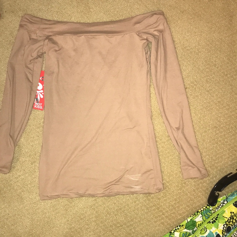 Light brown suede of the shoulder top